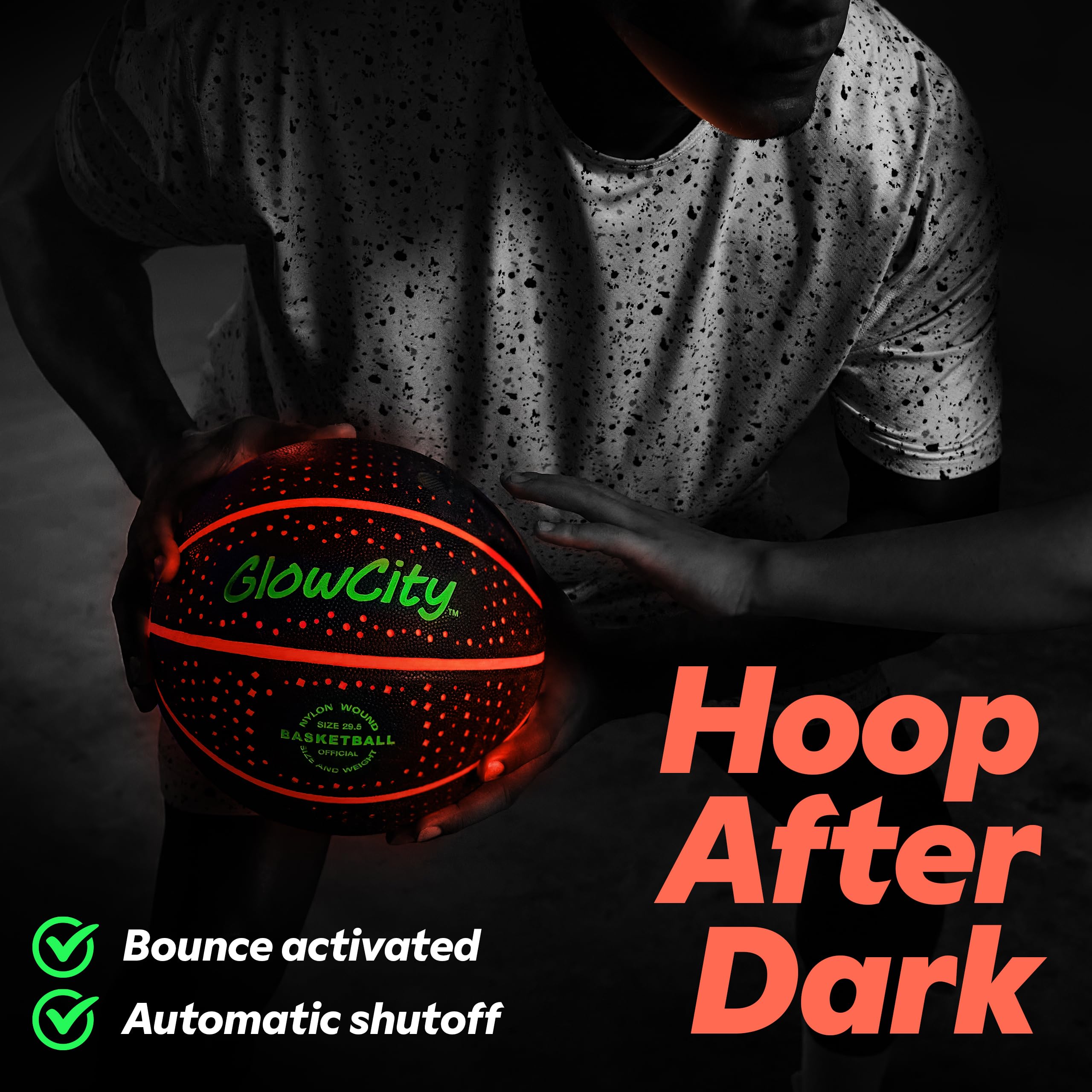 GlowCity glow basketball with inside LED illumination for higher visibility
