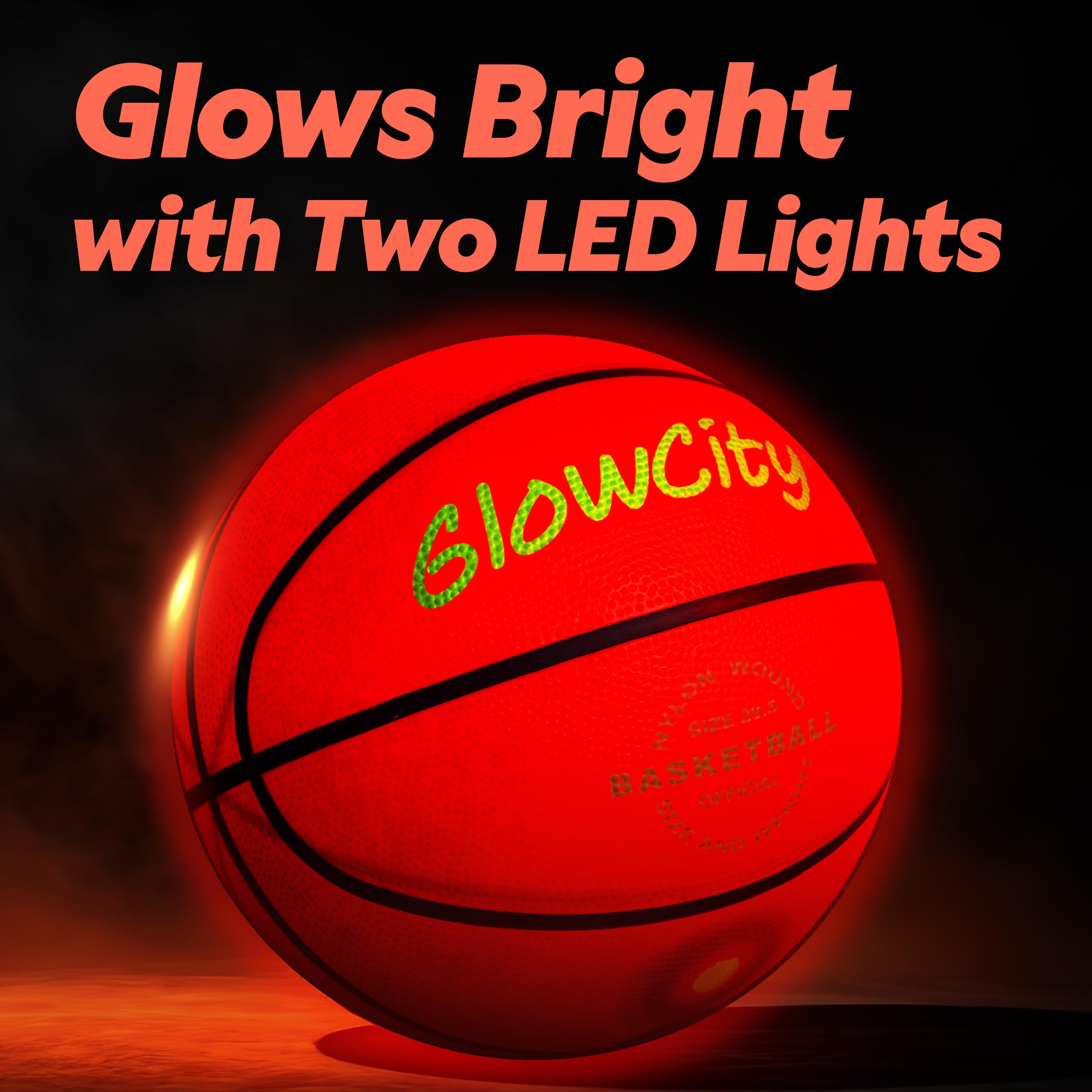 GlowCity night play on outdoor court with glowing ball