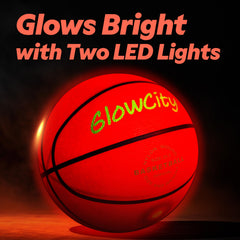 GlowCity night play on outdoor court with glowing ball