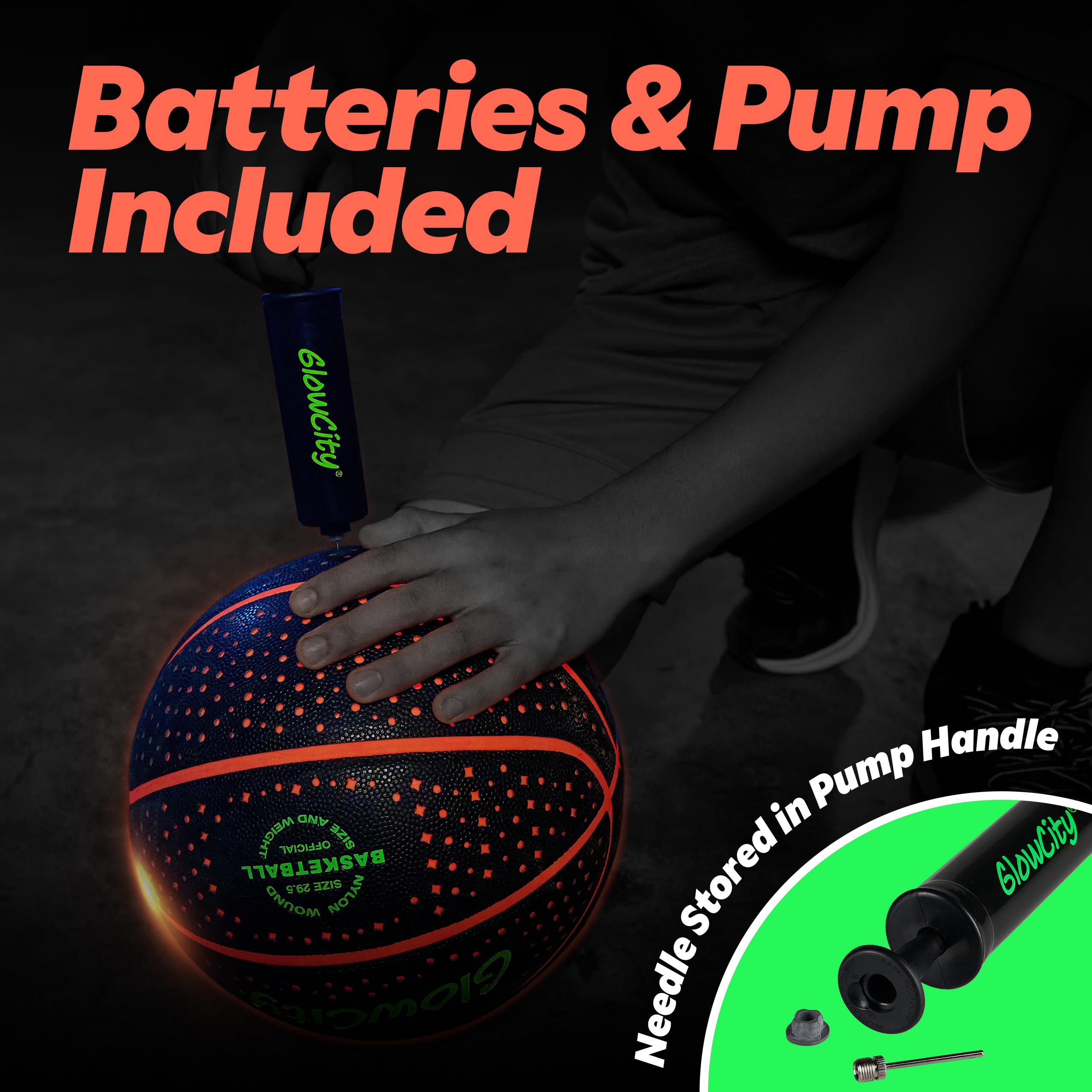 GlowCity ball with water resistant rubber shell for all weather play