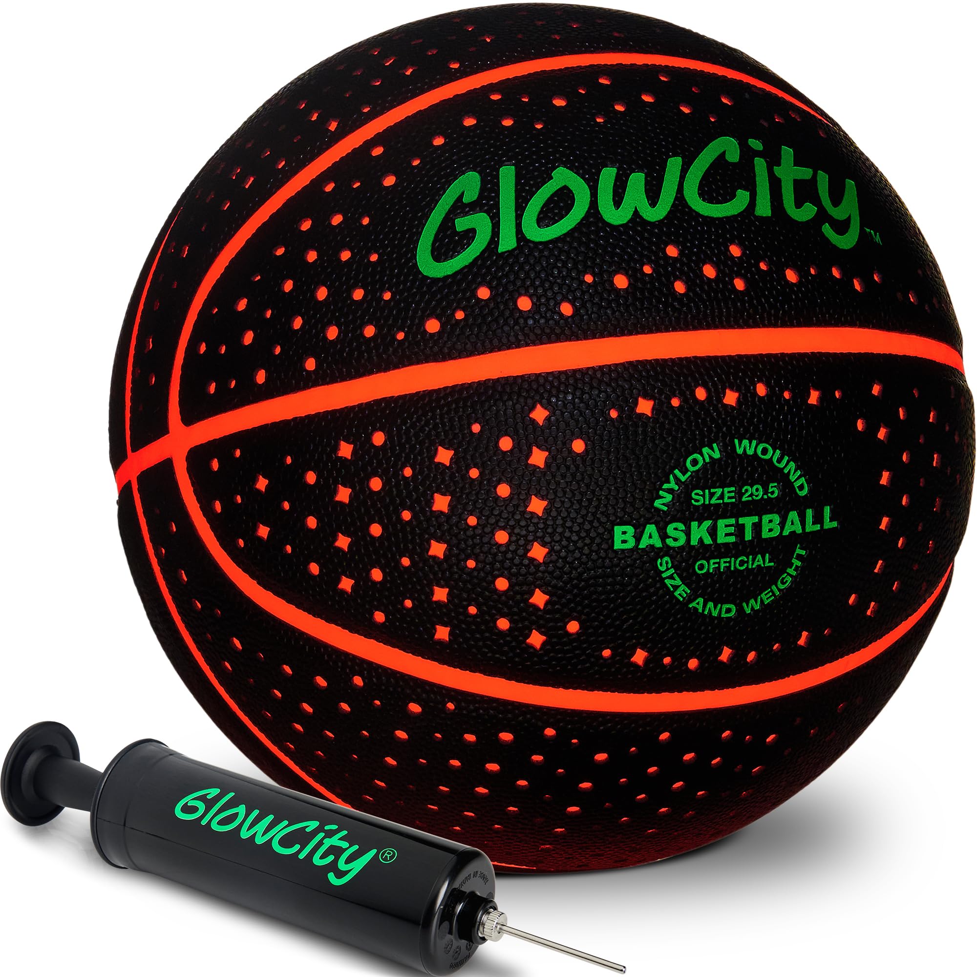 GlowCity Glow in the Dark Basketball with red lights for nighttime outdoor games