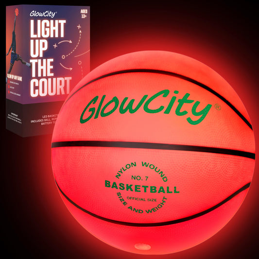GlowCity glow-in-the-dark basketball in red glow for night play