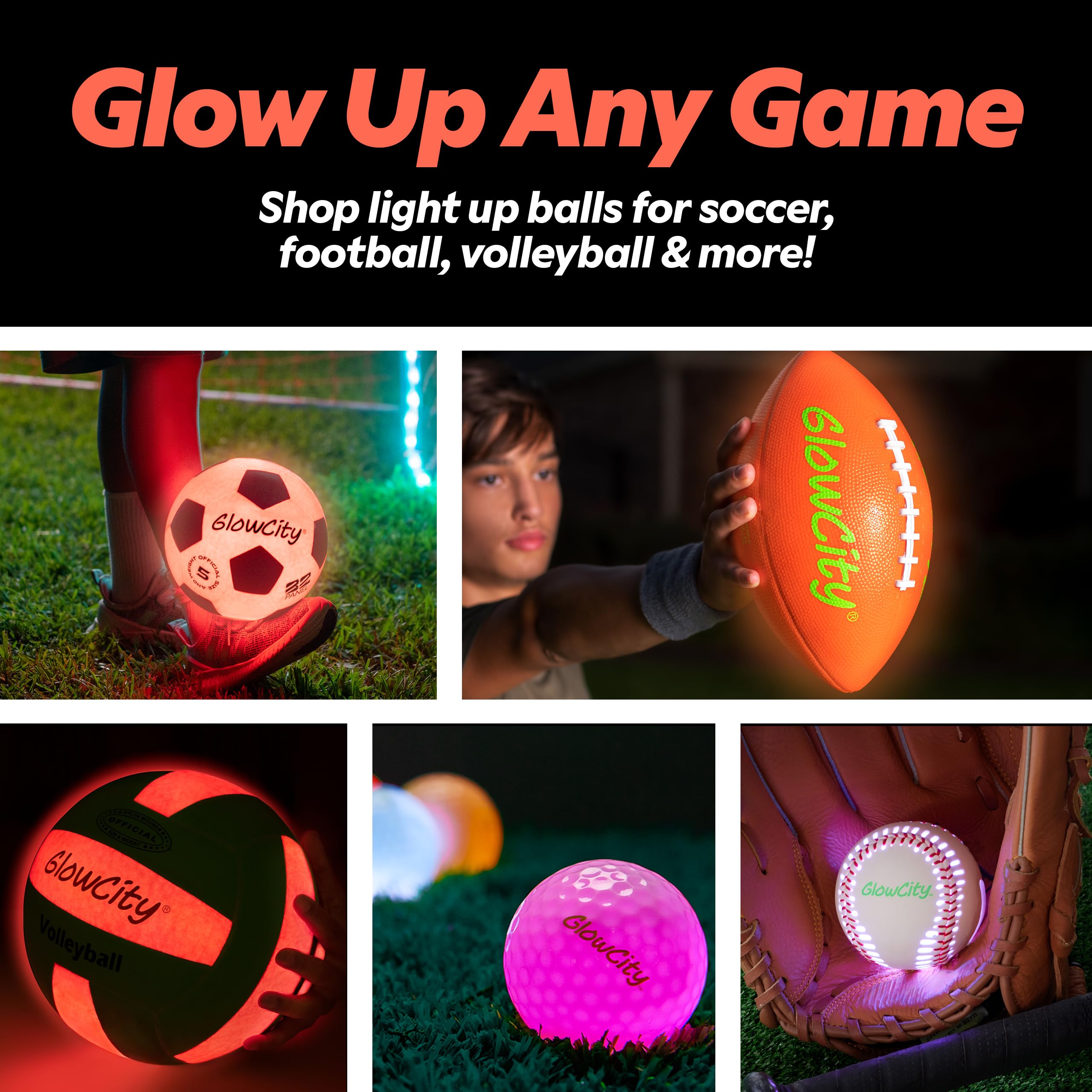 GlowCity packaging view with quick-start guide and contents.