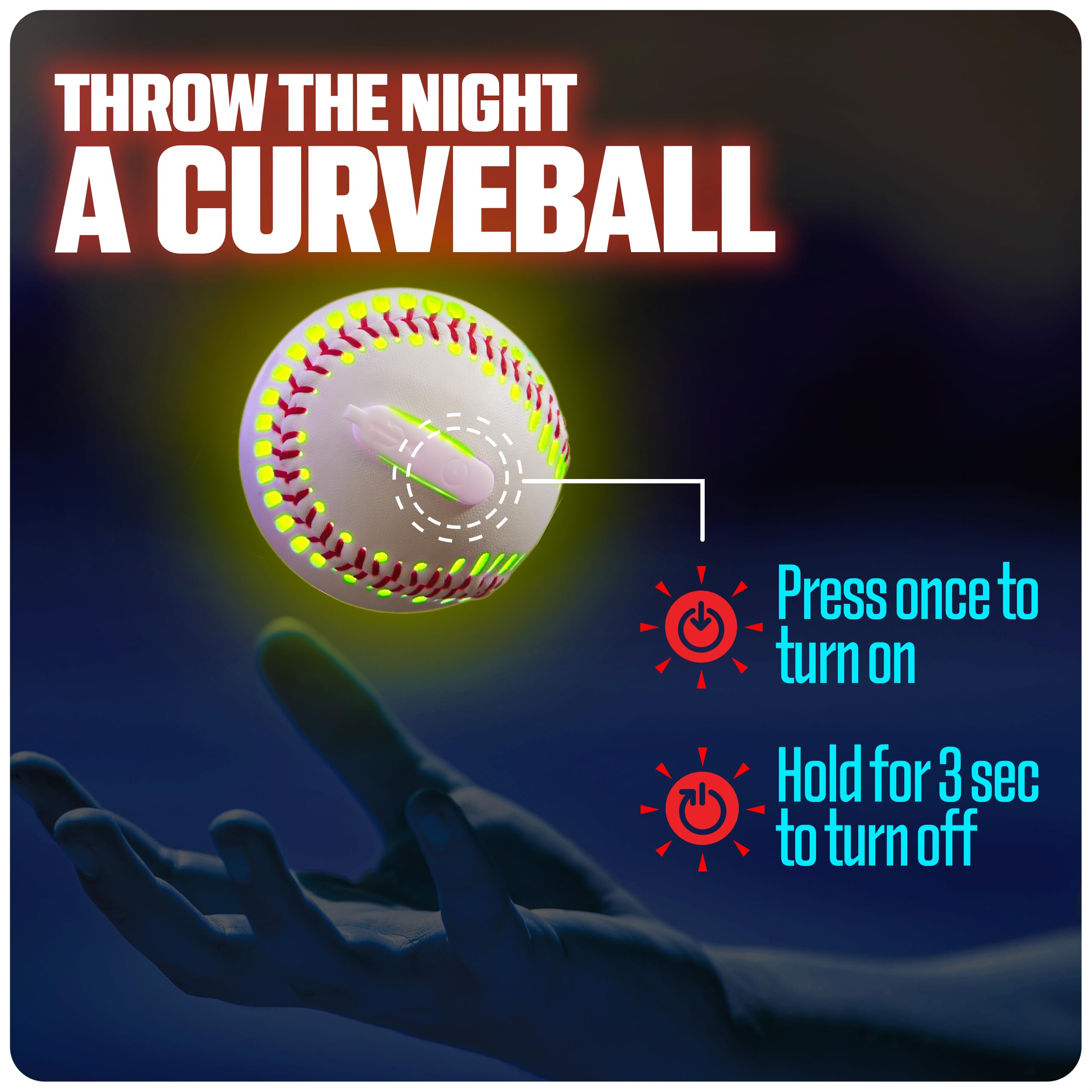 GlowCity Premium Leather LED Baseball backyard game at twilight.