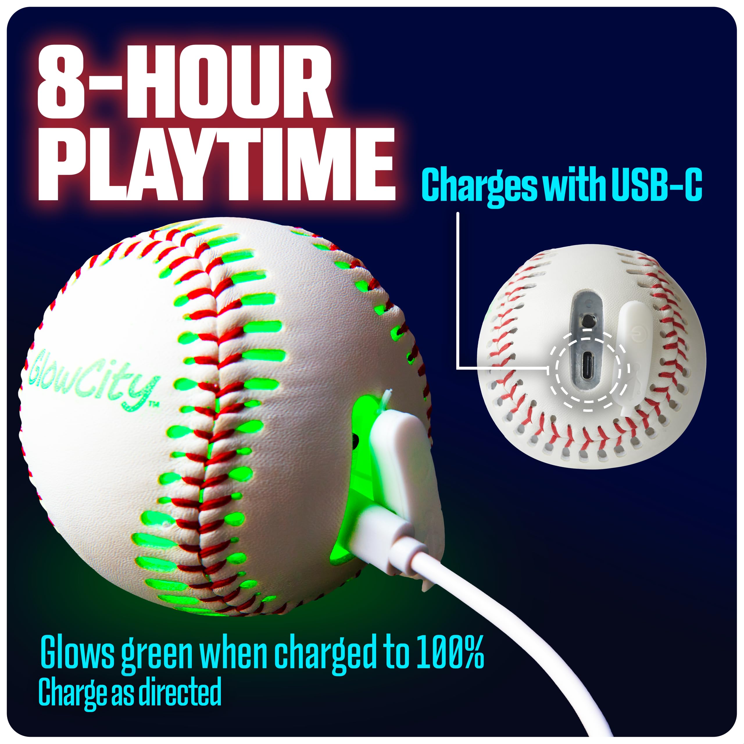 GlowCity Premium Leather LED Baseball in toss action at dusk.