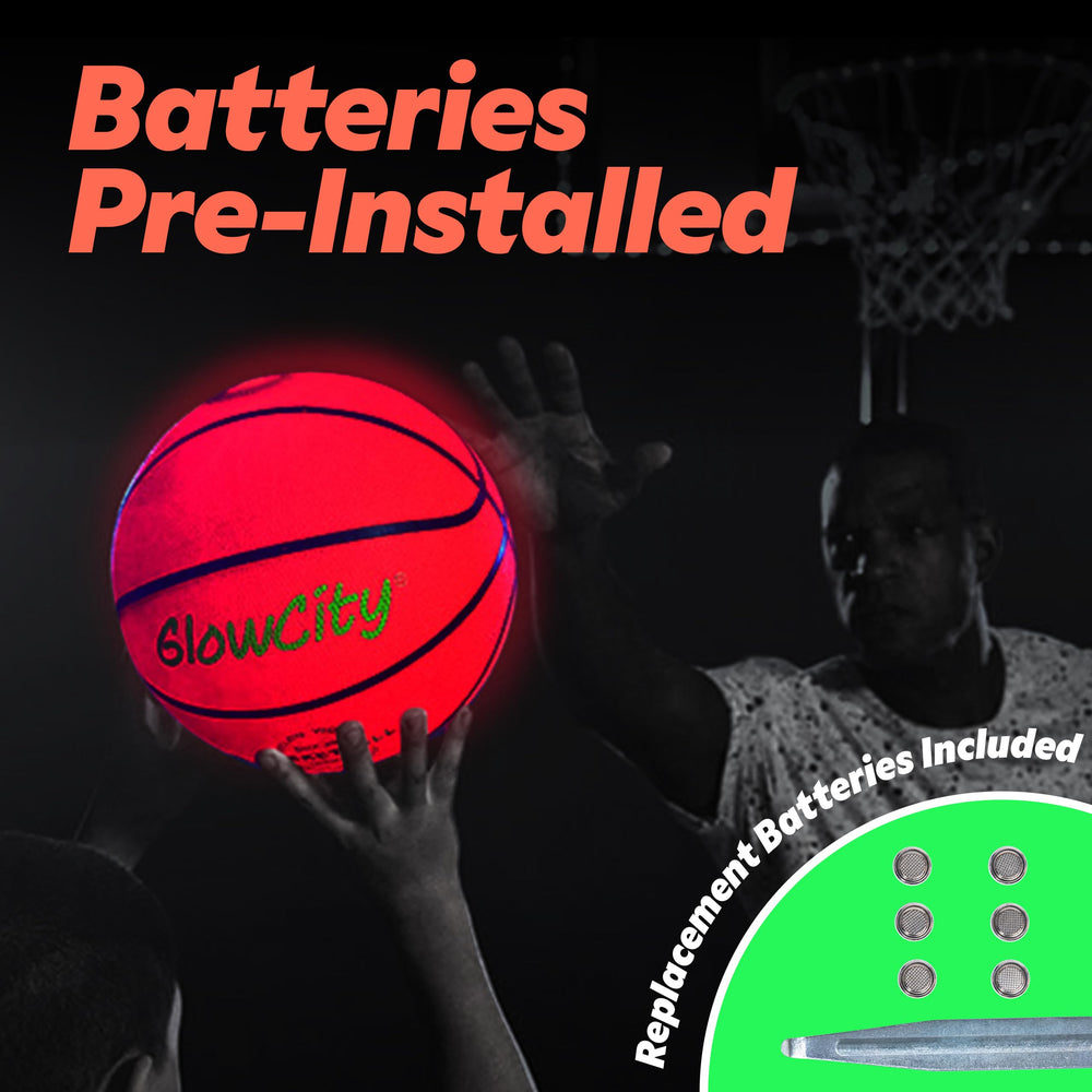 GlowCity water-resistant red glow basketball for outdoor use