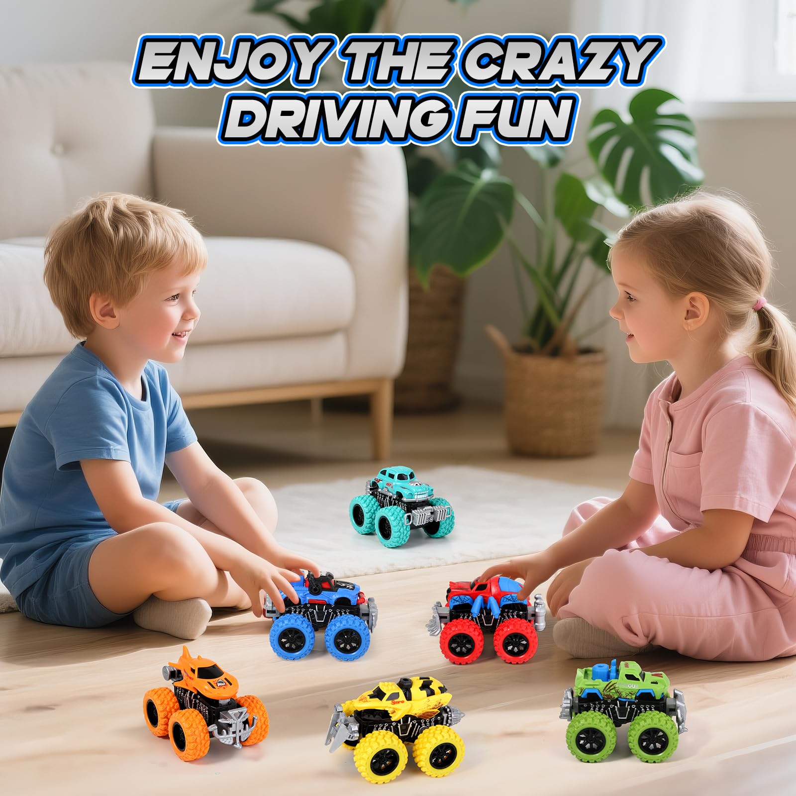 Gloween Monster Trucks 6-pack kid playing, push and go action