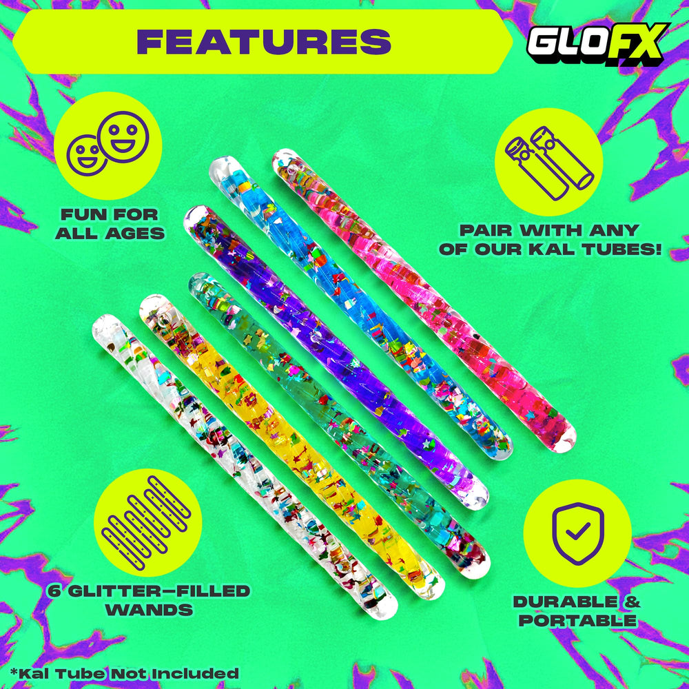 GloFX Liquid X blue glitter wand with cool tones and movement.