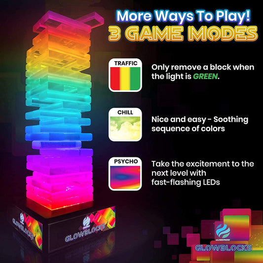 Glowsphere Glowblocks transparent blocks glow together for tactile building fun.