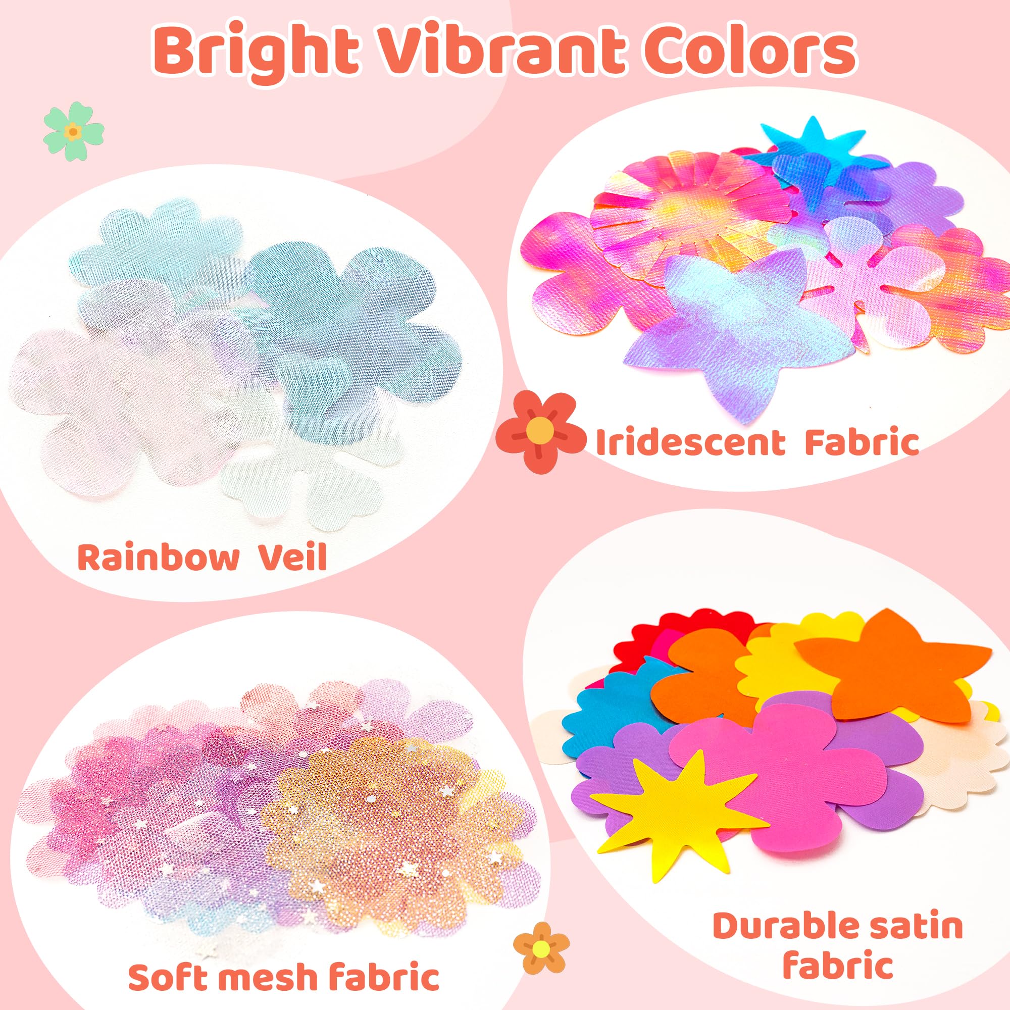 Glowsprout fabric flowers shiny tulle image highlights color-rich petals for imaginative play.