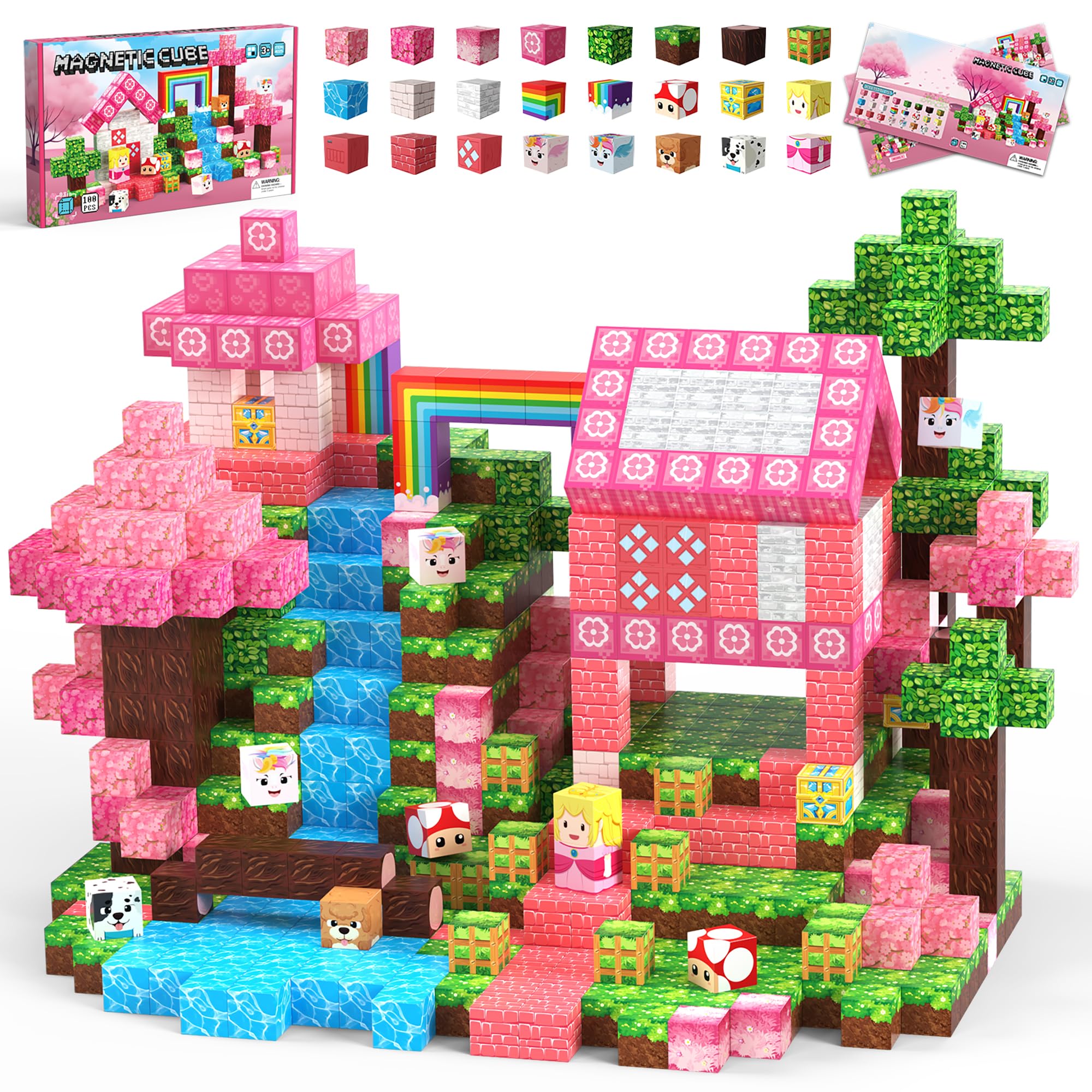 Glsgsb Magnetic Blocks with pixelated design to boost imaginative play.