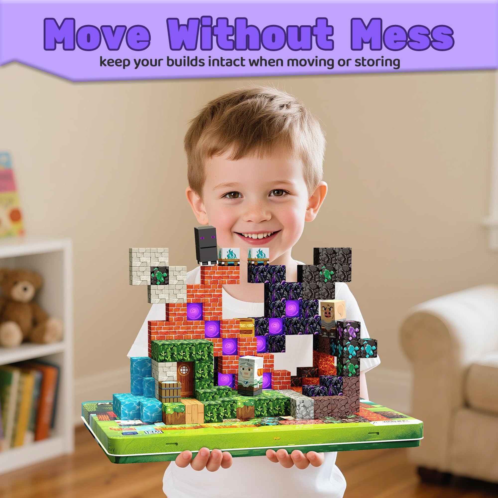 Glsgsb Minecraft magnetic blocks forming a castle to spark imaginative building