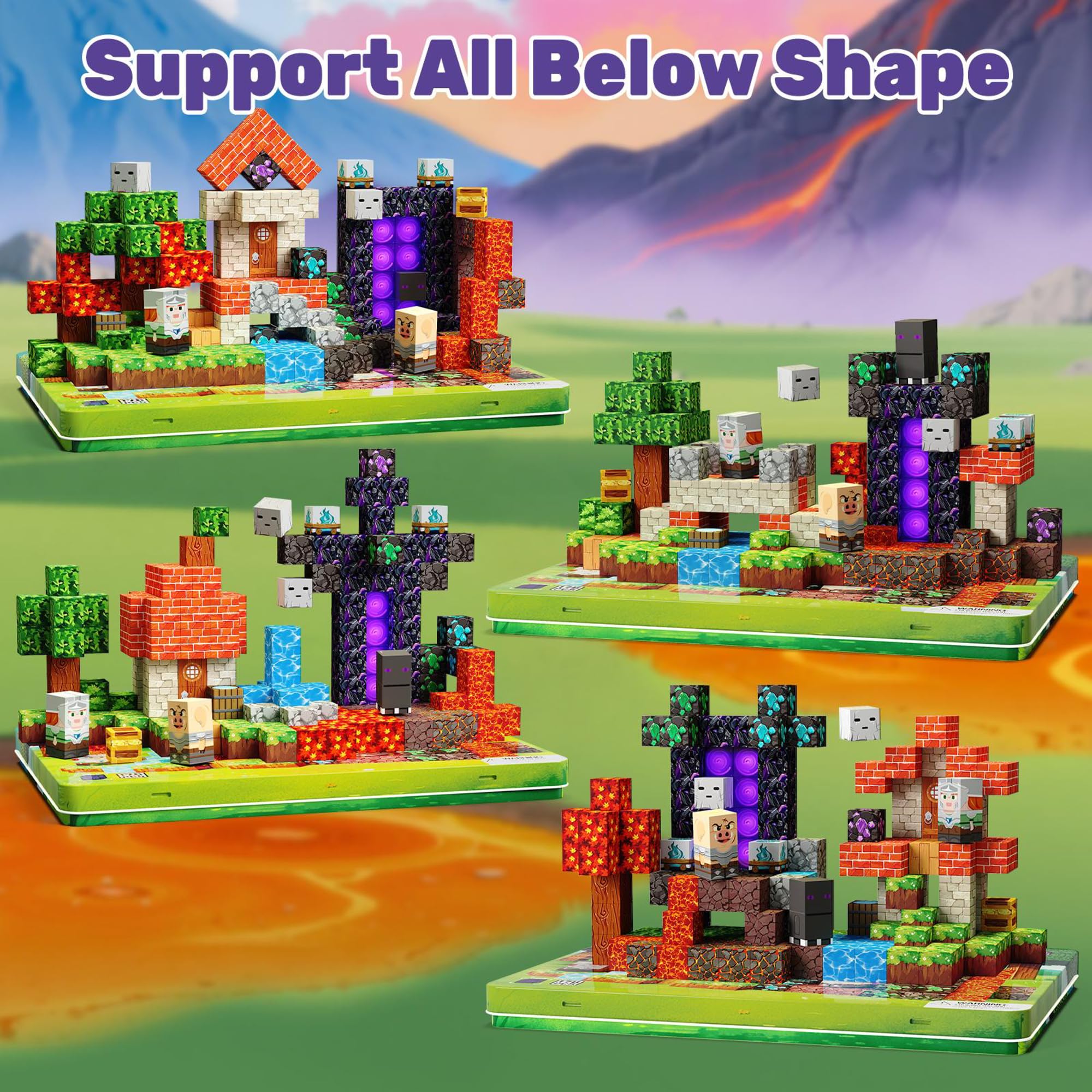 Glsgsb Minecraft magnetic blocks showcase bright pieces for color recognition during play