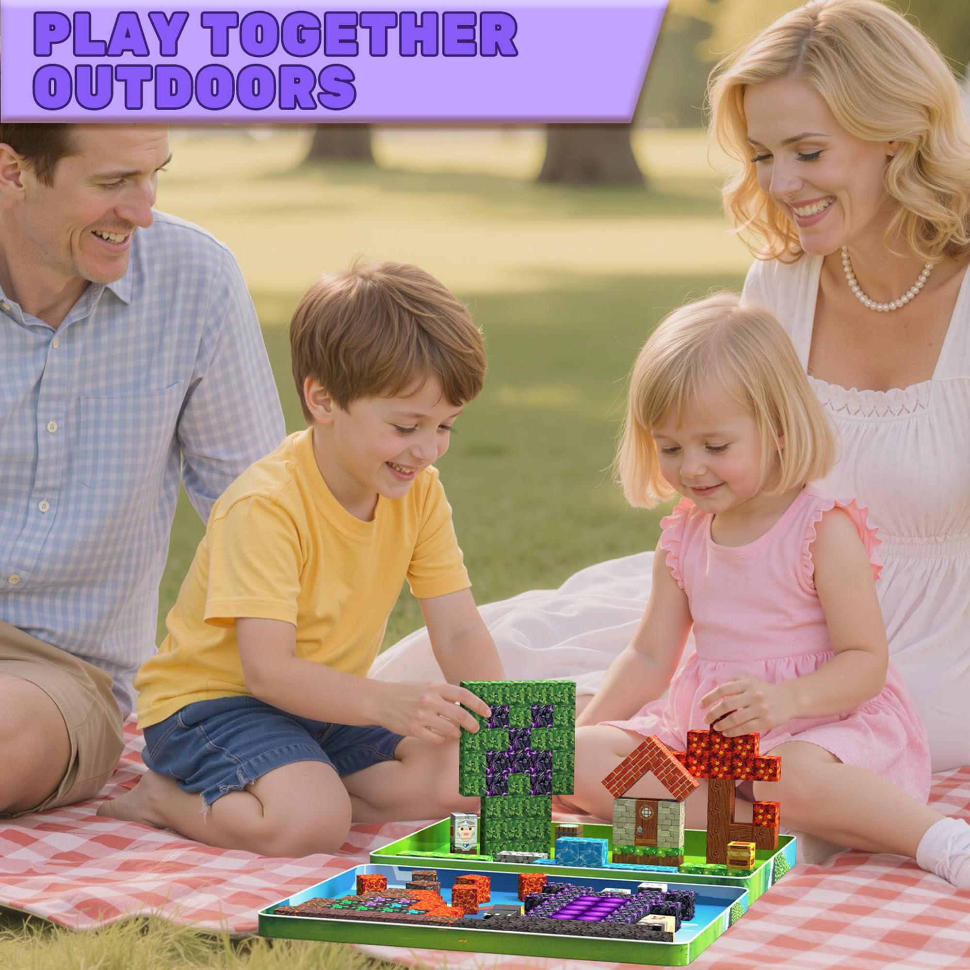 Glsgsb Minecraft magnetic blocks ready for travel, providing quiet entertainment on the go