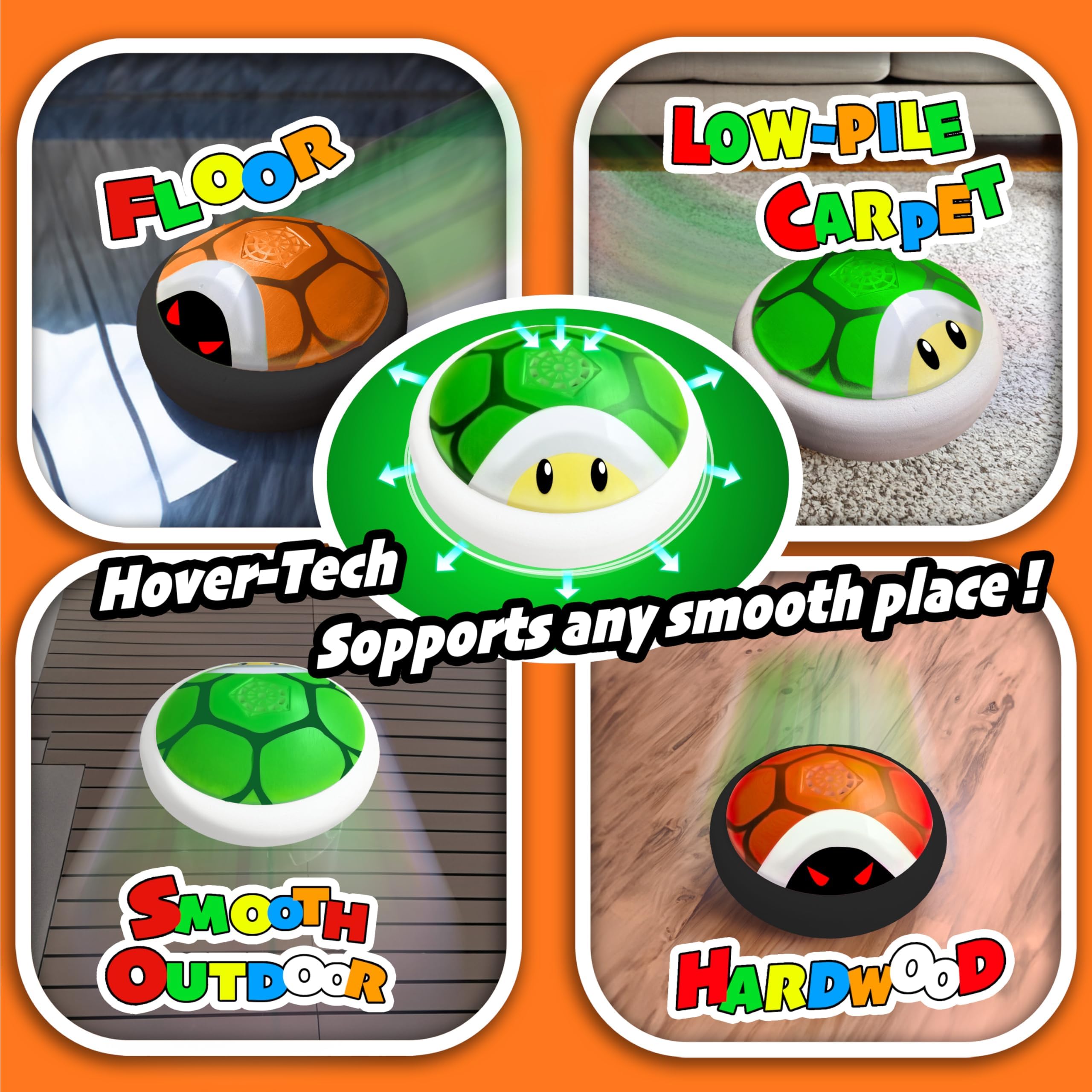 Glückpa hover soccer ball offers smooth gliding on wood, tile, and carpeted floors.