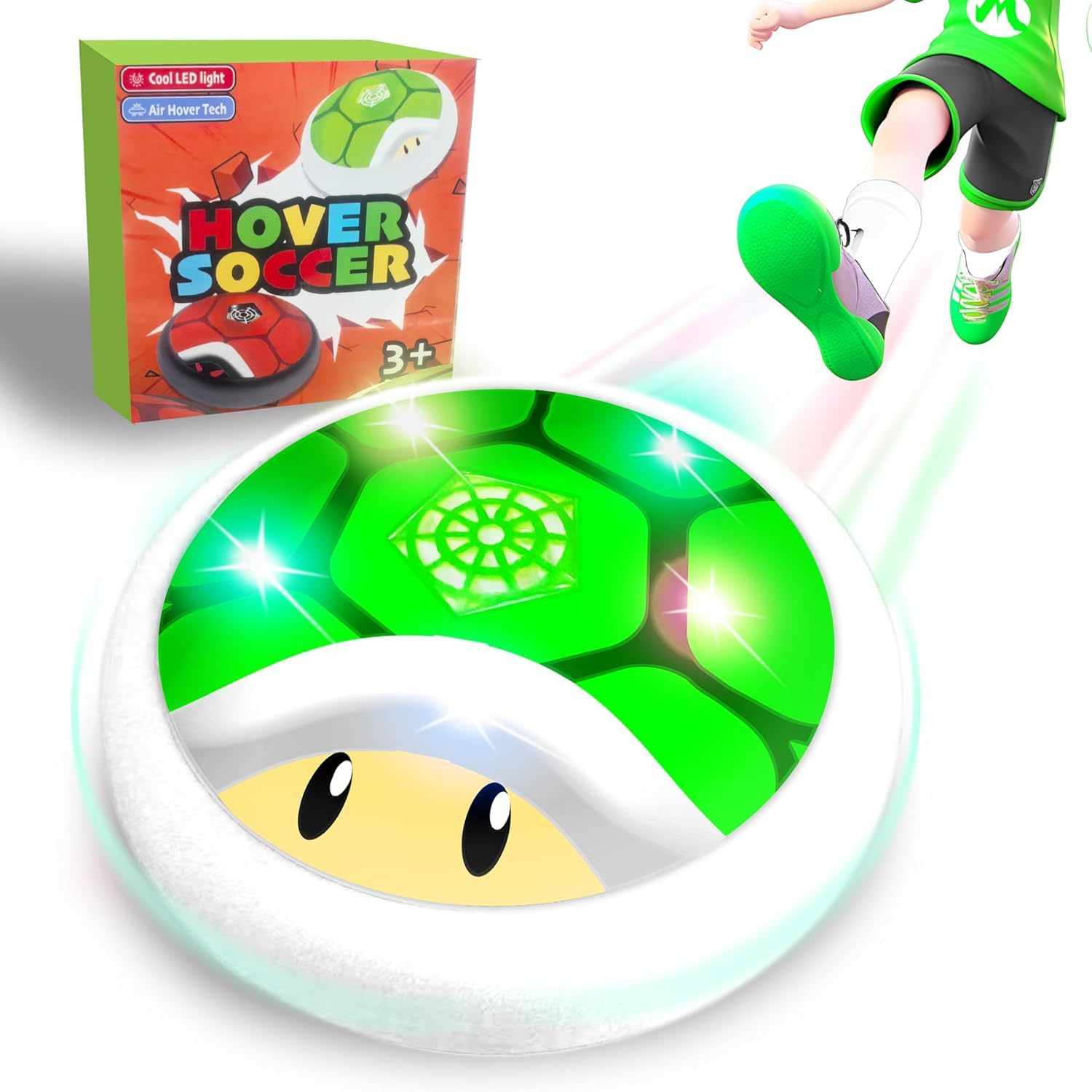 Glückpa hover soccer ball with LED lights for smooth indoor play.