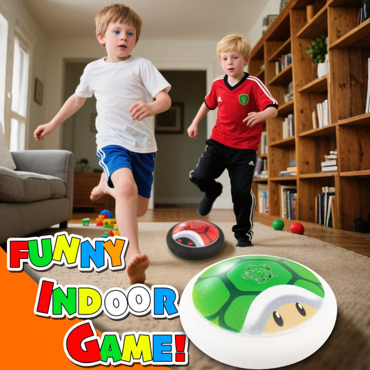 Glückpa hover soccer ball in red with LED lights for vibrant indoor action and durable bumpers.