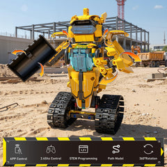 Gluiseur 5in1 Model C bulldozer in action promotes construction-themed problem solving.