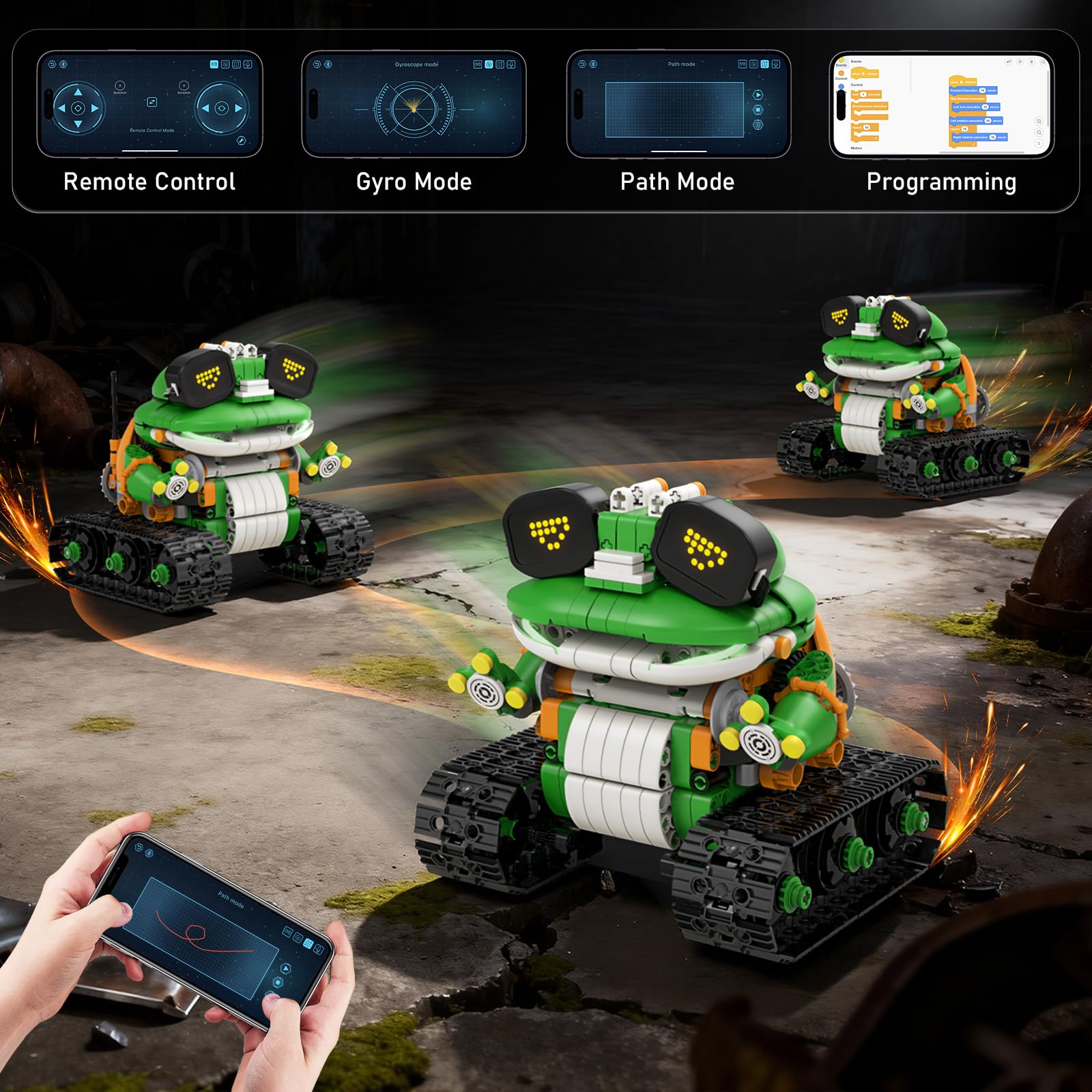 GLUISEUR app coding mode simplifies STEM programming with icon-based blocks.