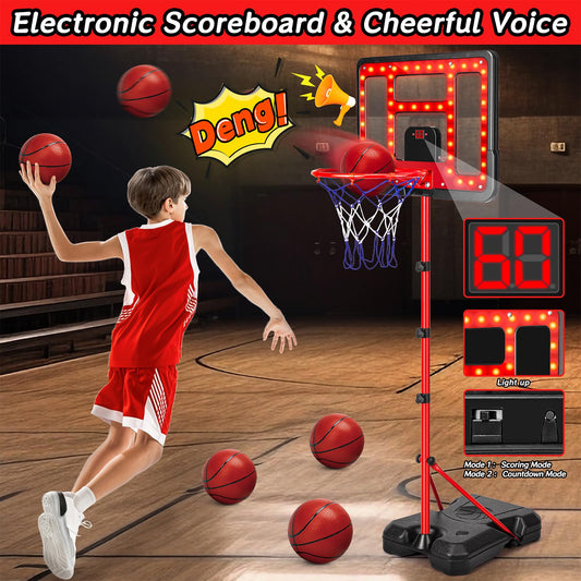 GMAOPHY LED scoreboard hoop lights up for evening play.