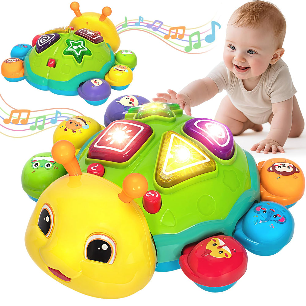 GMAOPHY ladybug crawling toy with 360° movement for active baby play.