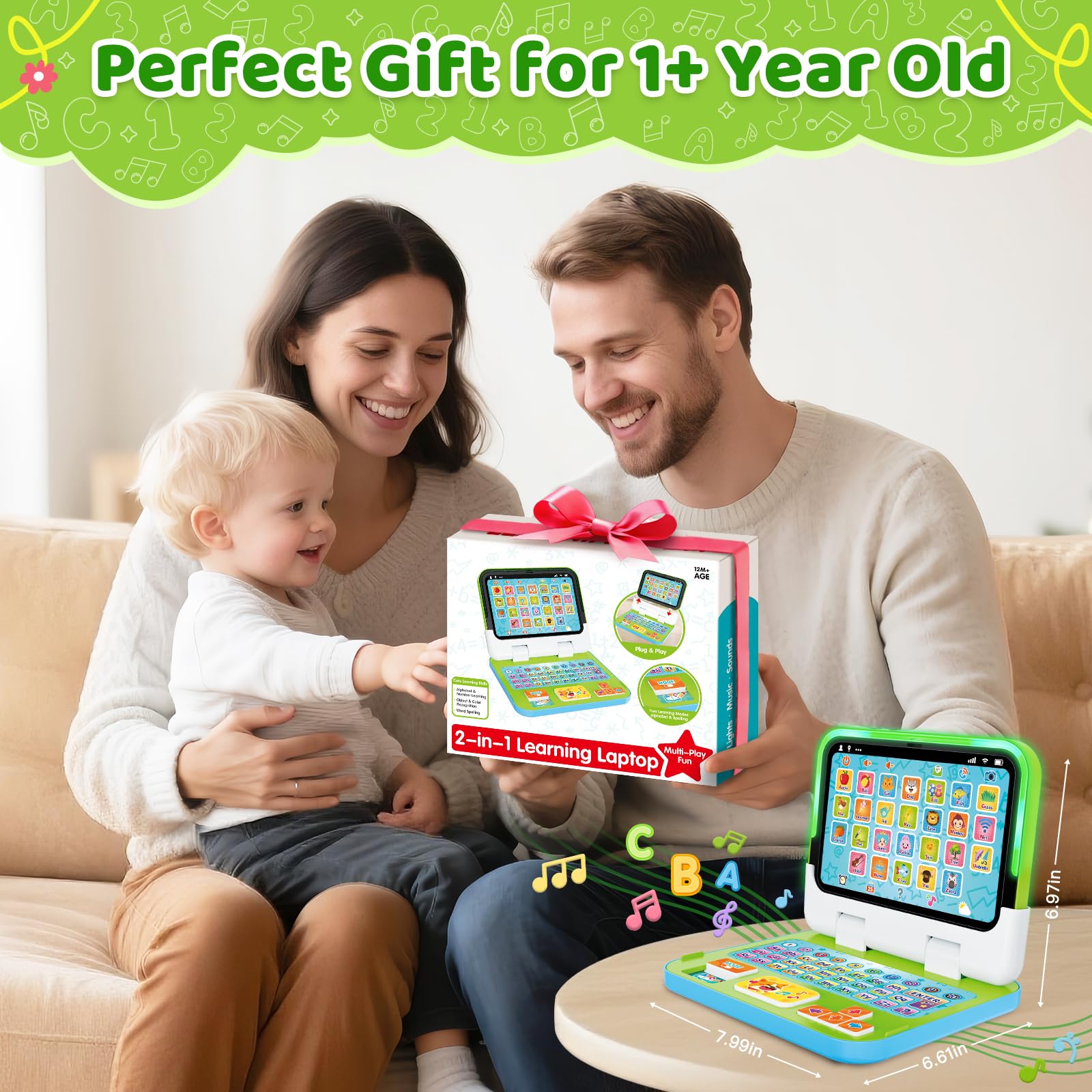 GMAOPHY educational laptop fosters pretend play for real-life scenarios like calls and emails.