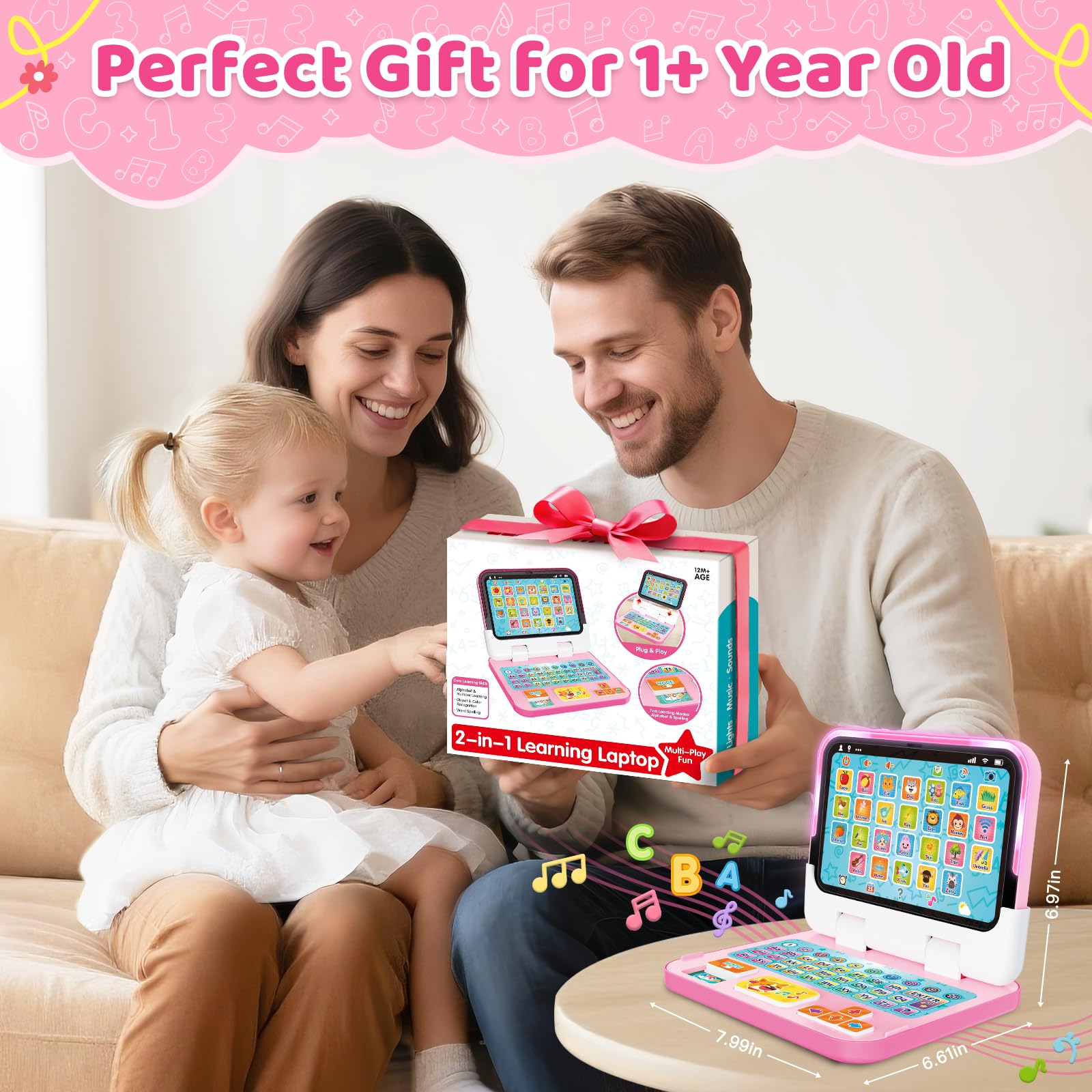 GMAOPHY learning laptop toddler-handheld design emphasizes safety and ease of use