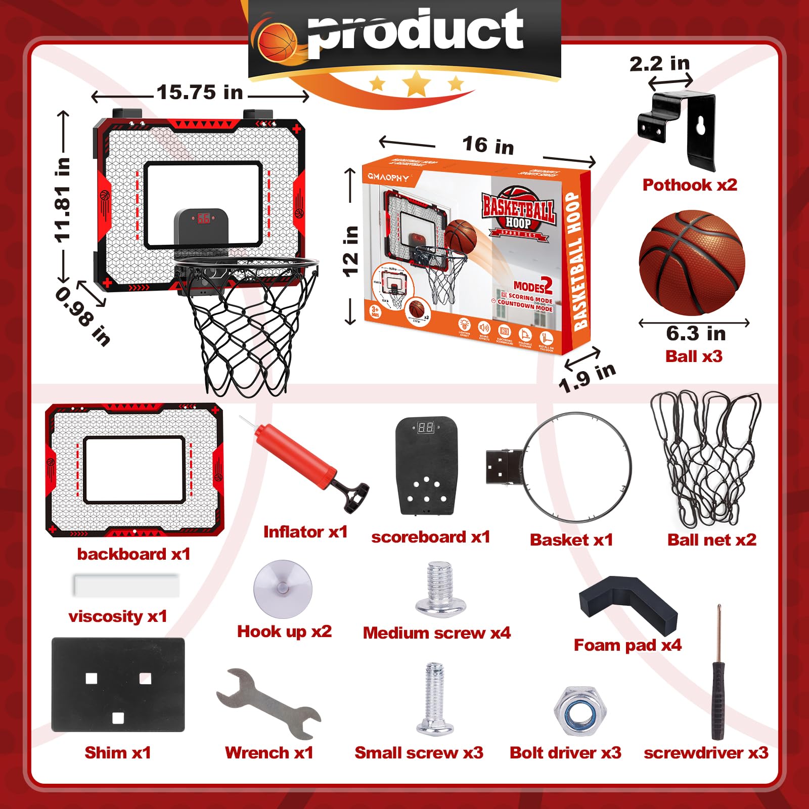 GMAOPHY over-the-door hoop makes a great birthday gift for young players.