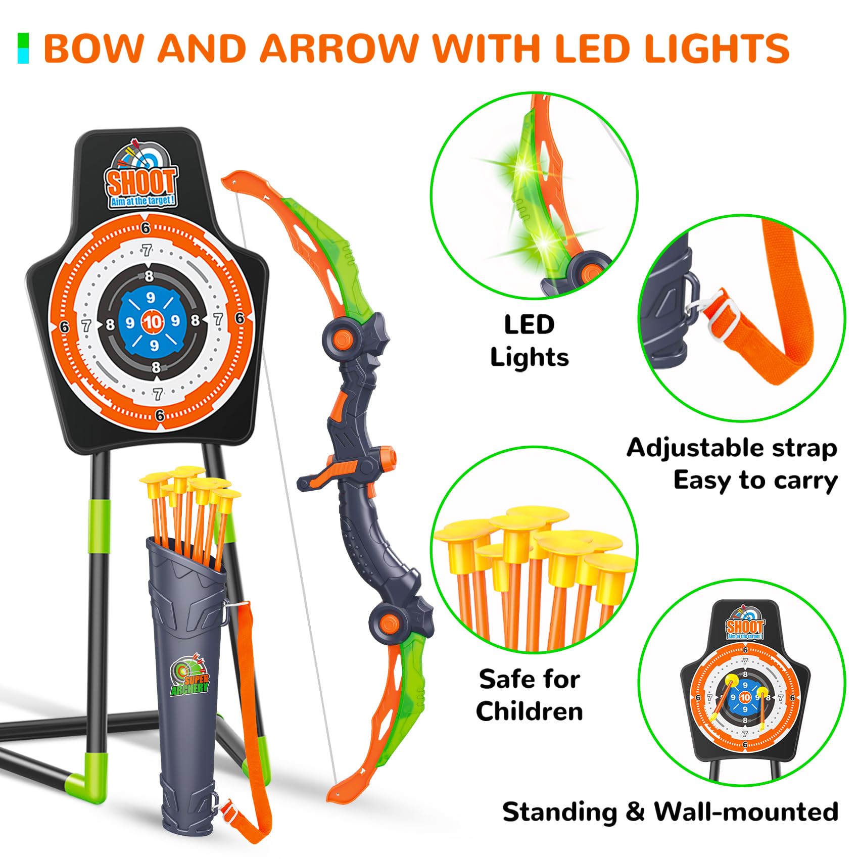 GMAOPHY quiver with strap keeps arrows within reach during play.