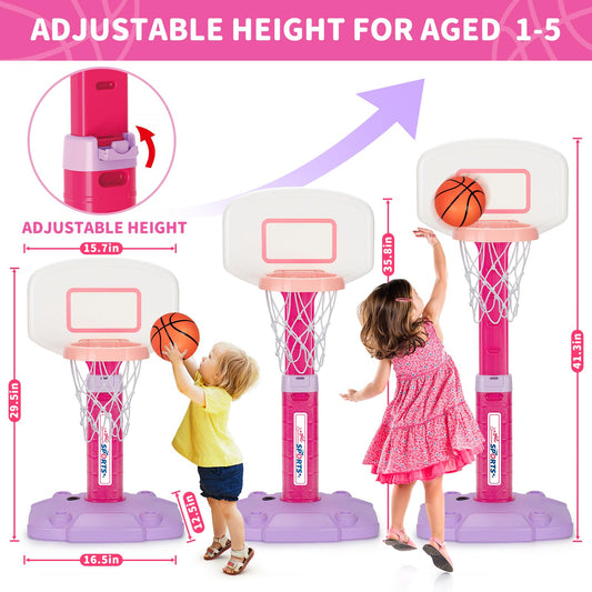 Height-adjustable GMAOPHY hoop suits growing kids for challenging shots.