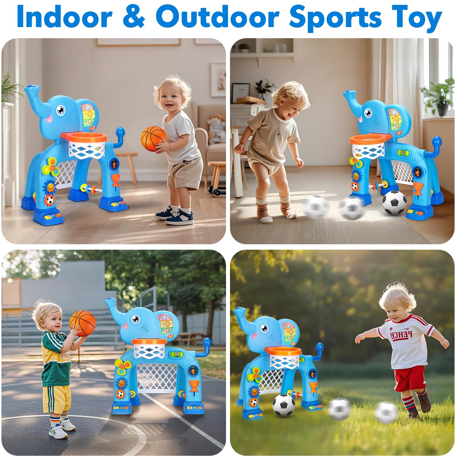 GMAOPHY toddler soccer goal blue supports kicking practice and balance.