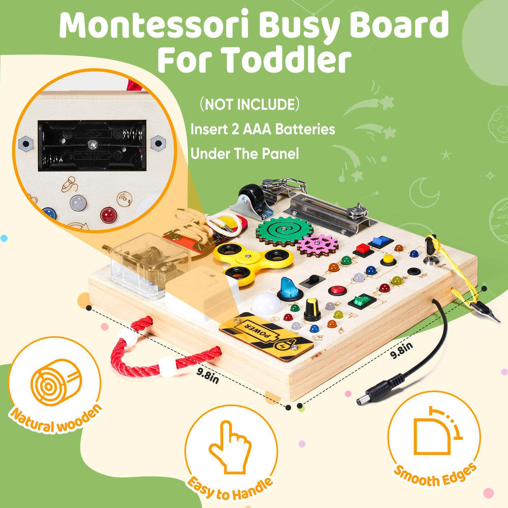 GNAYUIJ portable busy board, travel-friendly and quiet for on-the-go fun.