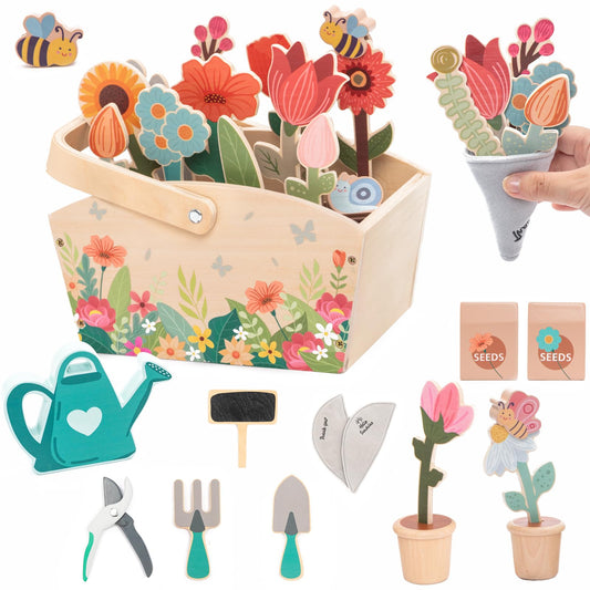GNAYUIJ wooden gardening box supports imaginative play and fine motor skills.