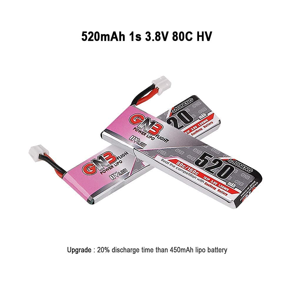GNB potential for longer flight time with 520mAh and 80C discharge.
