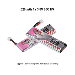 GNB potential for longer flight time with 520mAh and 80C discharge.