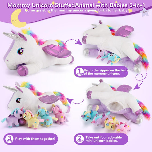 Gnomantic 17-inch mommy unicorn for cozy on-the-go hugs.