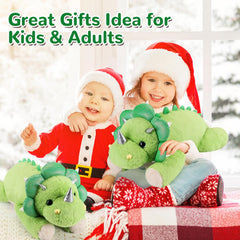 Gnomantic 28-inch weighted dinosaur plush combines softness with a gentle, hug-worthy heft.