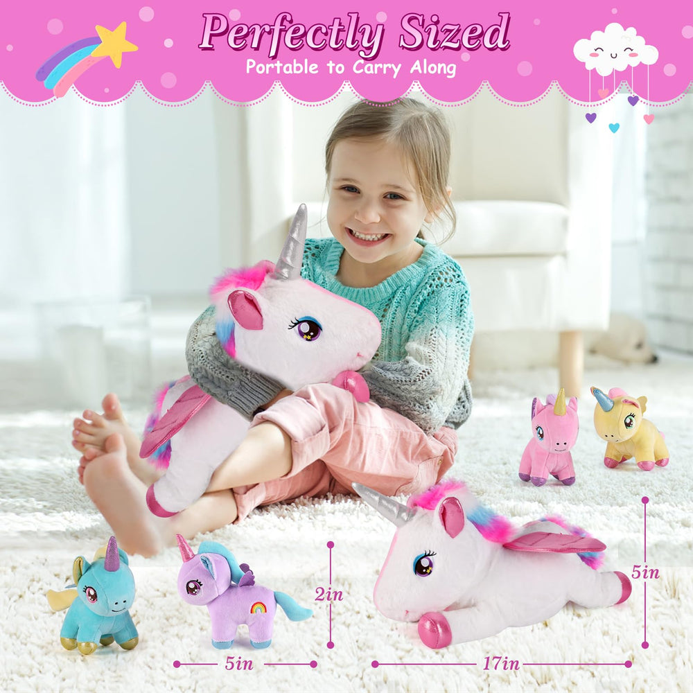 Gnomantic baby unicorns in pink, blue, purple, and yellow offer colorful, cuddly companions.