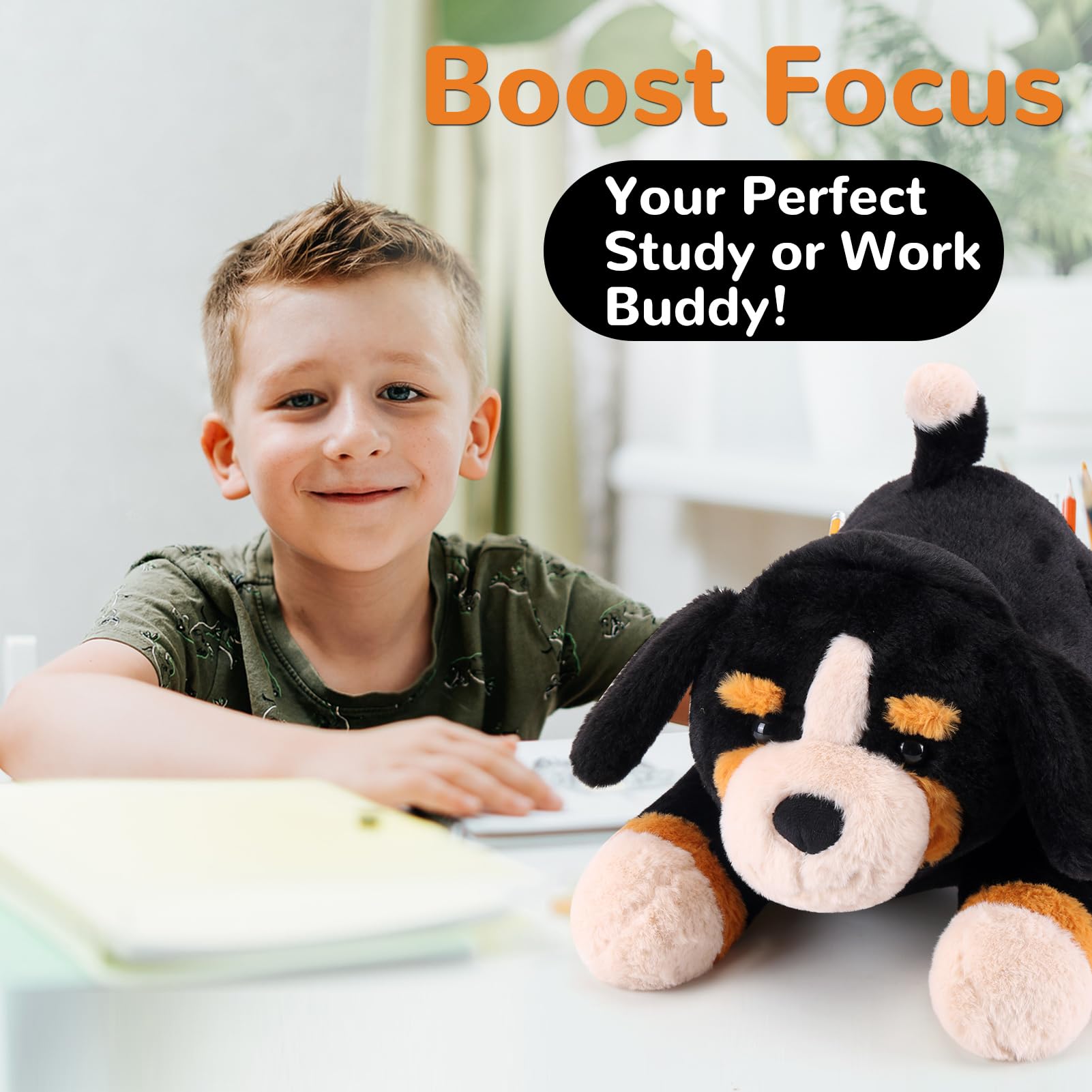 Gnomantic Bernese Mountain Dog plush by night provides weighted hugs for calm nights.