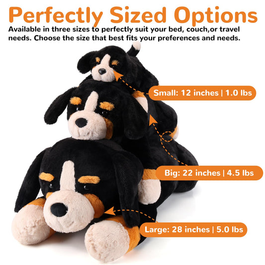 Gnomantic weighted plush 28-inch side view highlights durability and cozy companionship
