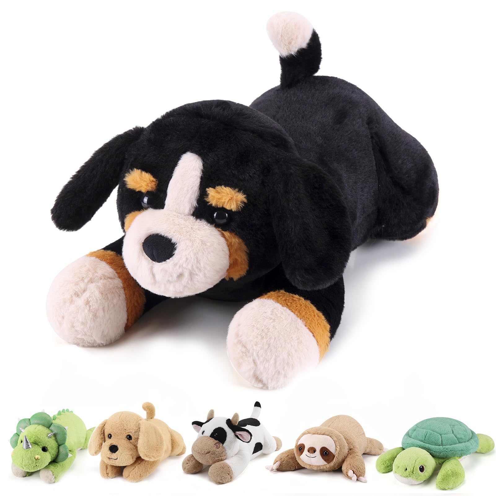 Gnomantic Bernese Mountain Dog weighted plush, 22-inch, ideal for comforting hugs.