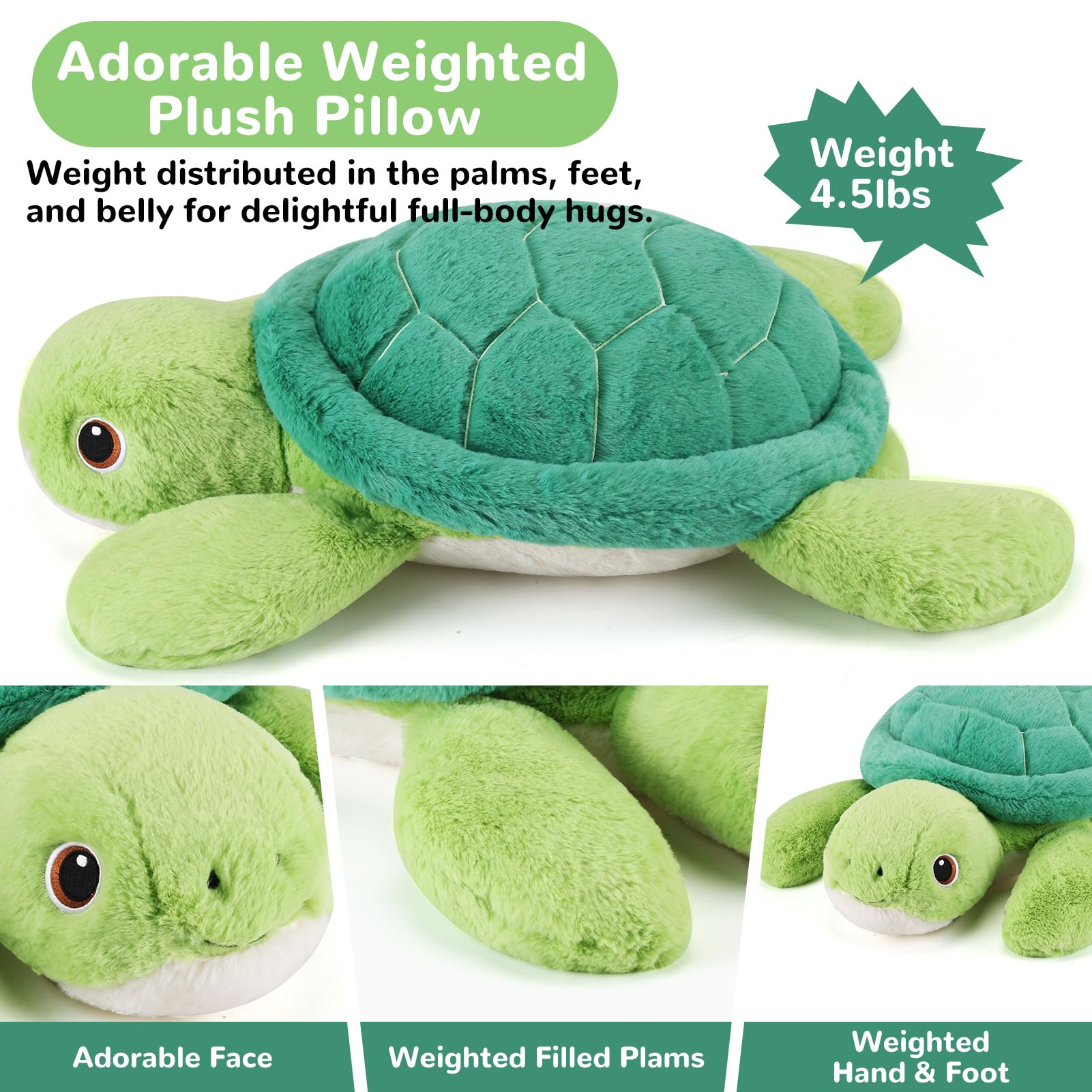 Gnomantic big tortoise plush toy with a cute face for all ages