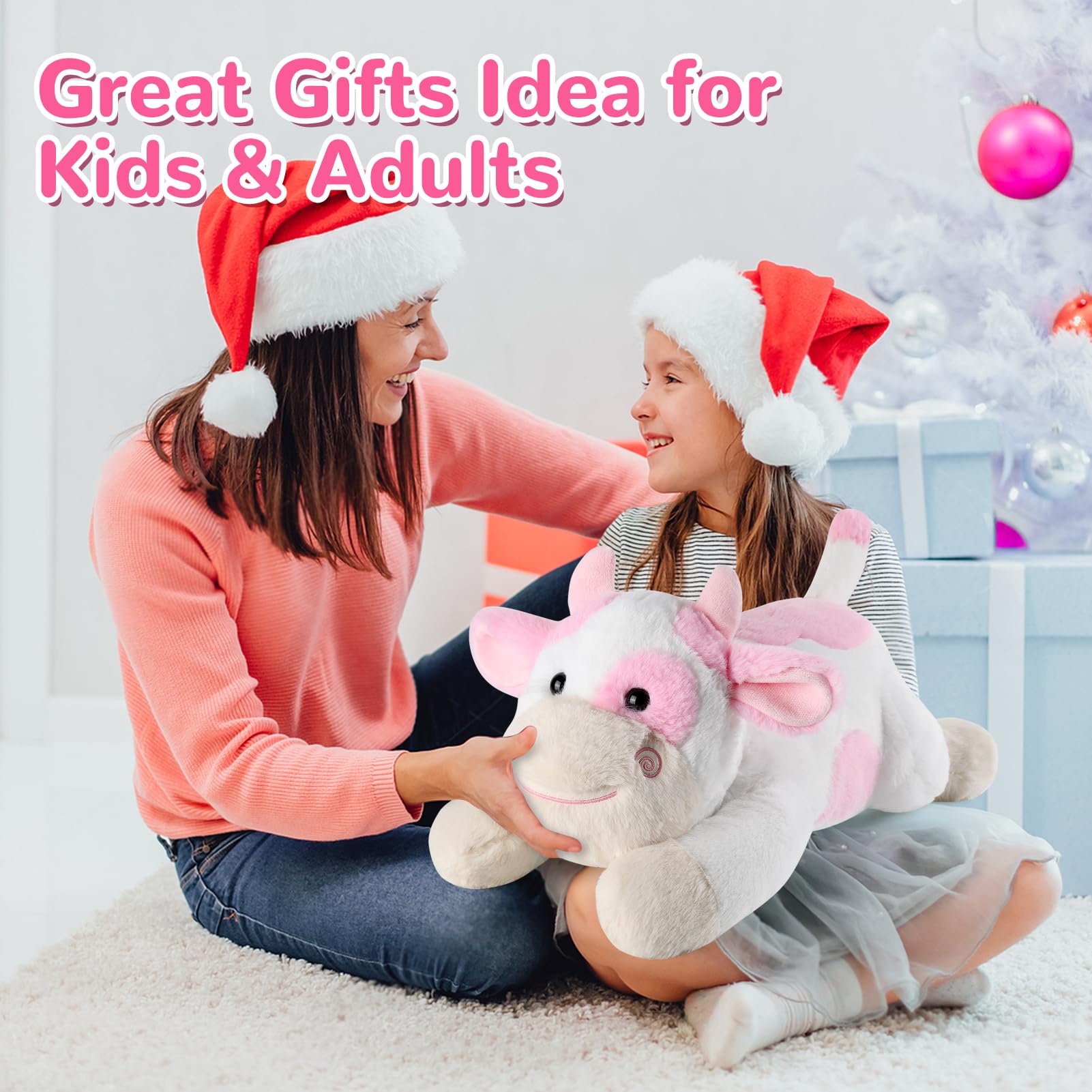 Gnomantic cow cuddle companion suitable for play and relaxation.