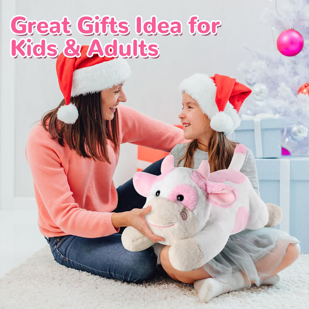Gnomantic cow cuddle companion suitable for play and relaxation.