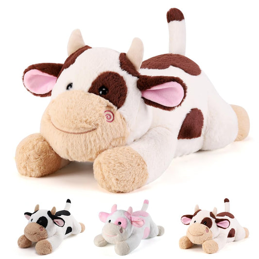 Gnomantic Cow weighted stuffed animal 22-inch offers a comforting bedtime hug.