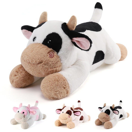 Gnomantic Cow weighted stuffed animal 22inch with comforting weight for snuggling.