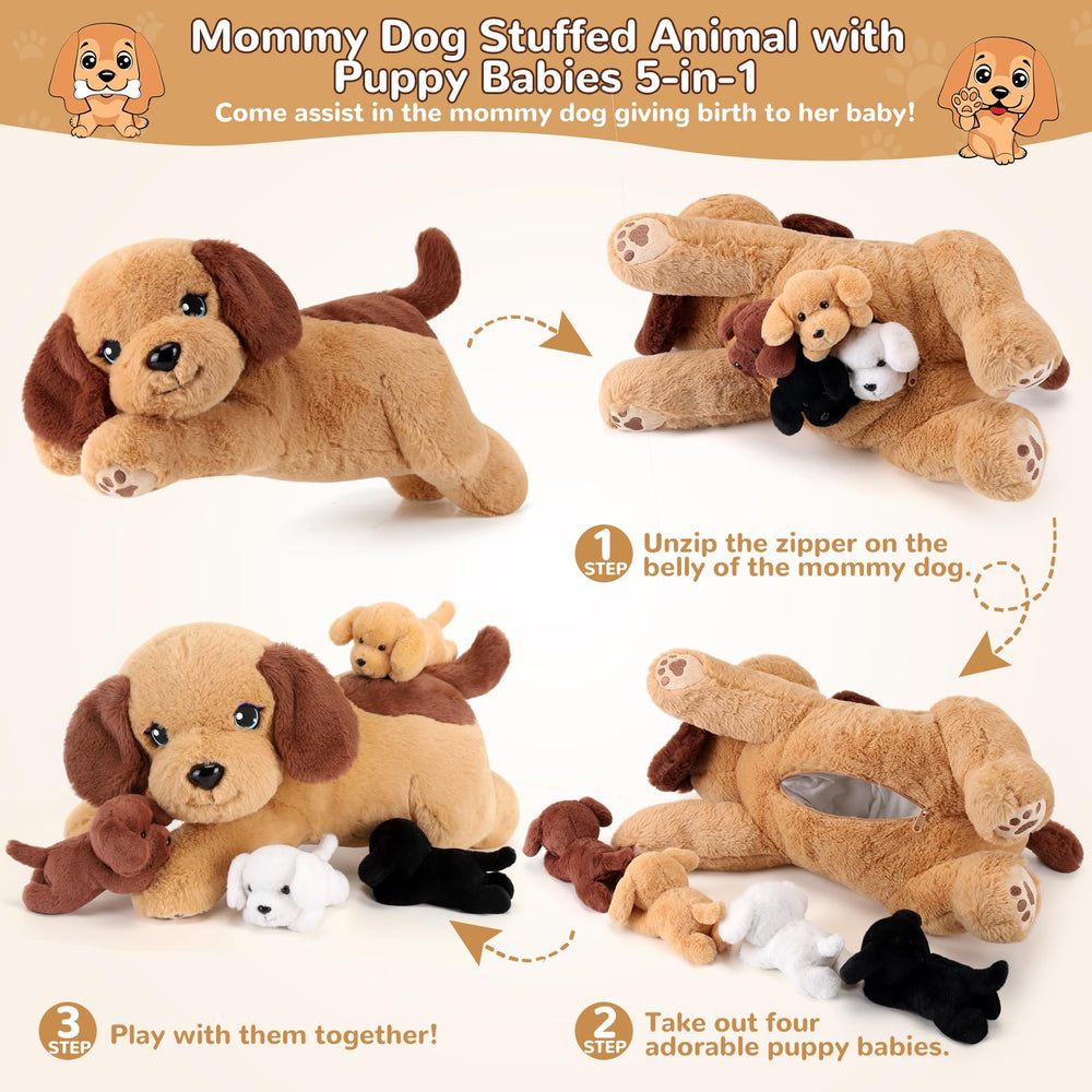 gnomantic dog family plush playset shown in action for storytelling adventures