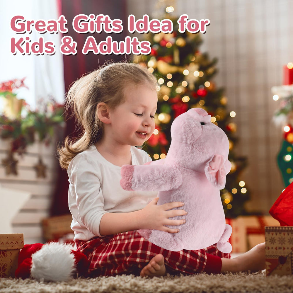 Gnomantic pig weighted plush, bedtime snuggle option, calming presence.