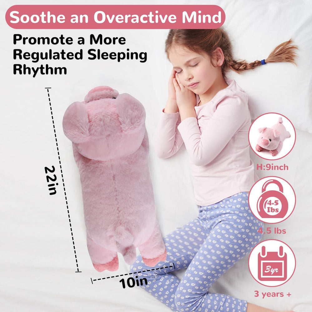 Gnomantic pig weighted plush, soft fluff texture, premium feel.