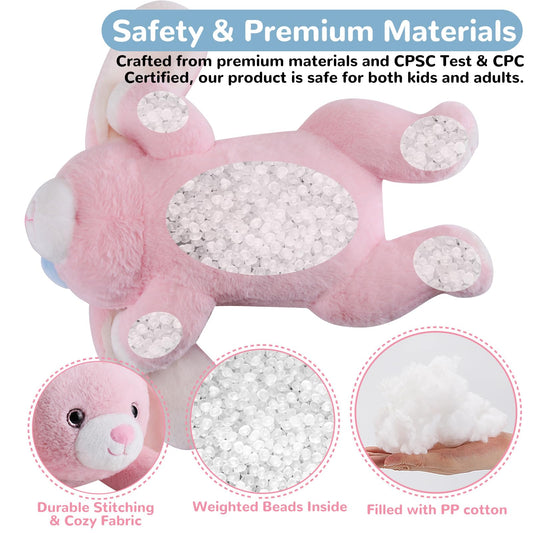 Gnomantic plush rabbit snuggle toy offers soft warmth and calming presence for kids.